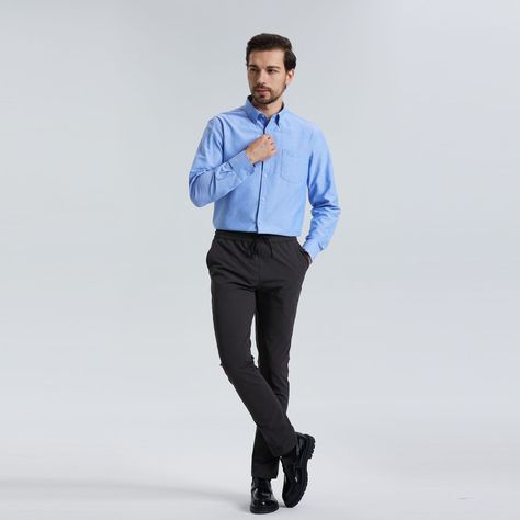 Camisa Oxford Azul Hombre-3