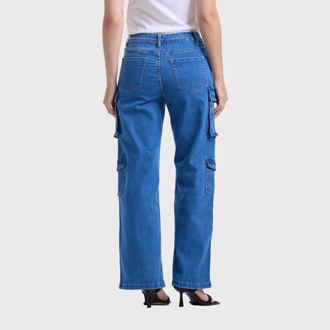 Jeans Mujer Recto Cargo Azul Claro Fashions Park-2