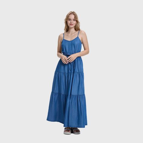 Vestido Mujer Largo Azul Fashions Park-1
