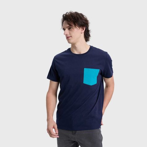 Polera Hombre Bolsillo Azul Oscuro / Turquesa Fashion's Park-1