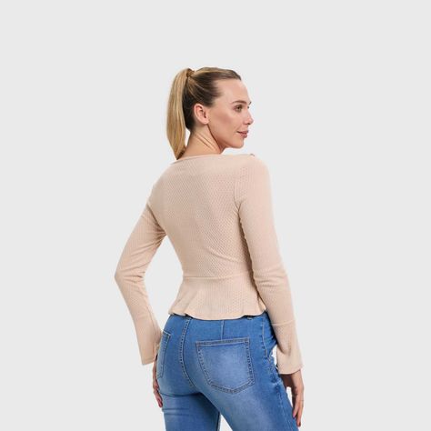 Polera Mujer Con Vuelos Beige Fashion's Park-2