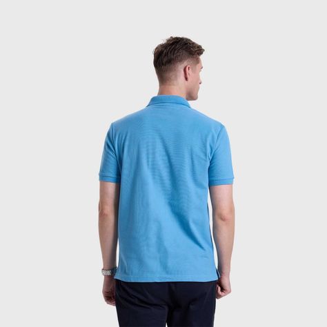 Polera Hombre Pique Básica Lisa Azul Piedra Fashion's Park-2