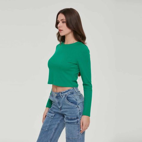 Polera Mujer Rib Liso / Rapport Verde-1