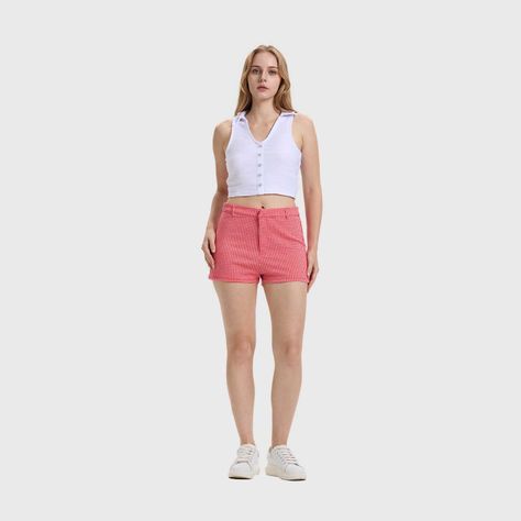 Short Mujer Vichy Rojo Fashion's Park-3
