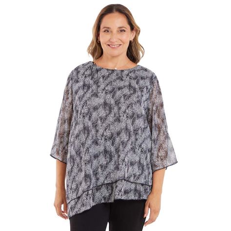 Blusa Manga Flare Estampada Negro / Blanco Mujer-0