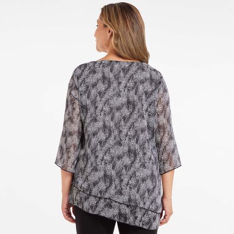 Blusa Manga Flare Estampada Negro / Blanco Mujer-2