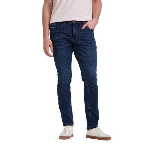 Jeans Hombre Bolsillo Trasero Azul Oscuro Fashion's Park-0