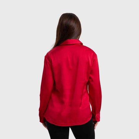 Blusa Mujer Satinada Abotonada Rojo-2