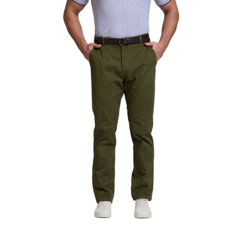 Pantalón Hombre Chino Cinturon Verde Olivo Fashion's Park-0