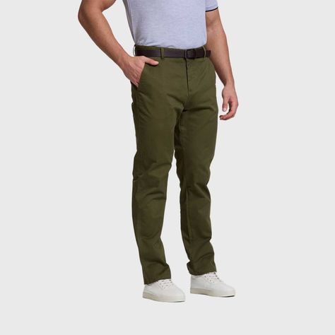 Pantalón Hombre Chino Cinturon Verde Olivo Fashion's Park-1