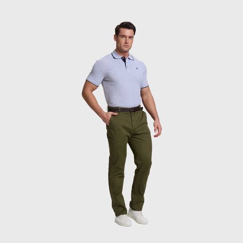 Pantalón Hombre Chino Cinturon Verde Olivo Fashion's Park-3