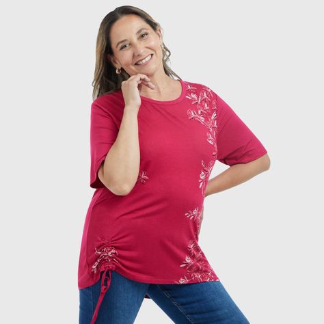 Polera Estampado Posicional Magenta Mujer-1