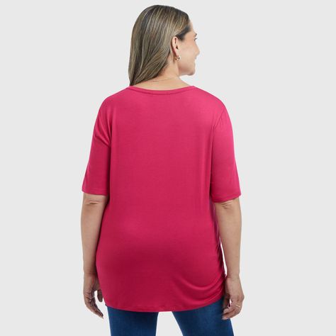 Polera Estampado Posicional Magenta Mujer-2