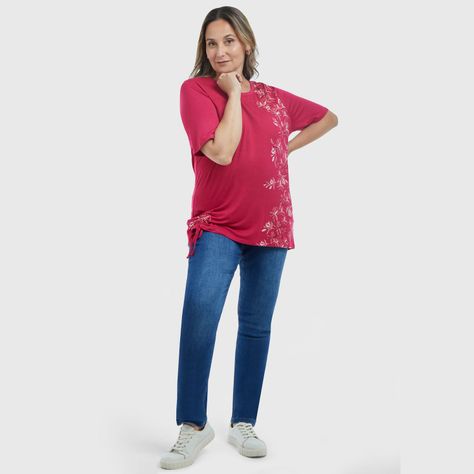 Polera Estampado Posicional Magenta Mujer-3