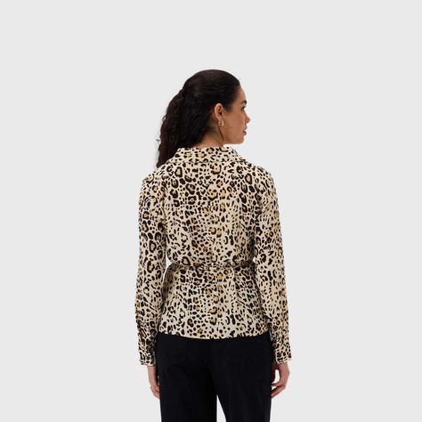 Blusa Mujer Satín Animal Print Beige Fashion's Park-2
