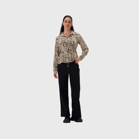Blusa Mujer Satín Animal Print Beige Fashion's Park-3