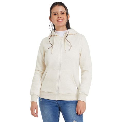 Polerón Mujer Básico Hoodie Crudo Melange-0