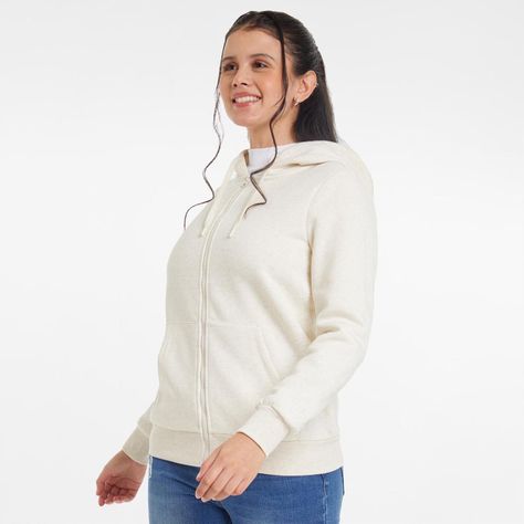Polerón Mujer Básico Hoodie Crudo Melange-1
