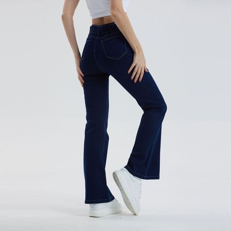 Jeans Mujer Flare Bolsillo Azul Oscuro Fashion´s Park-2