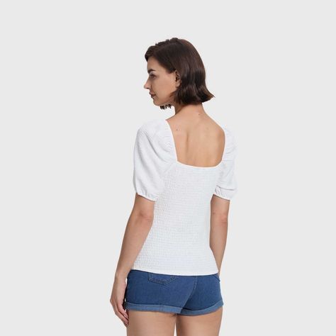 Blusa Mujer Manga Globo Panal Espalda Crudo Fashion's Park-2