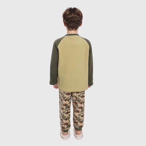 Pijama Niño Polar Dinosaurio Verde Militar Fashion´s Park-1