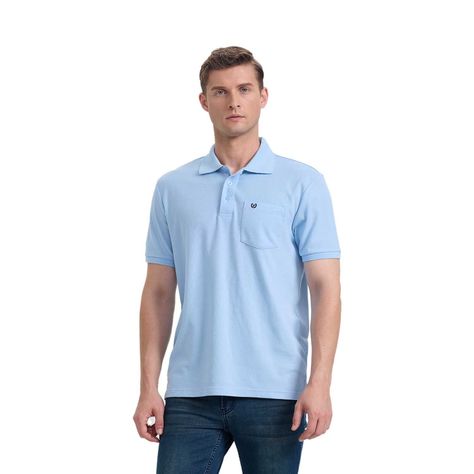 Polera Hombre Básica Pique Lisa Celeste Fashion's Park-0