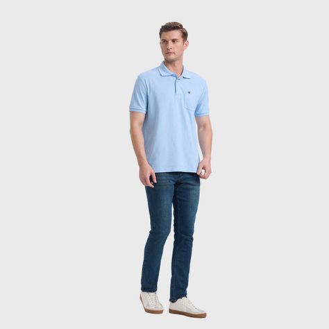 Polera Hombre Básica Pique Lisa Celeste Fashion's Park-3