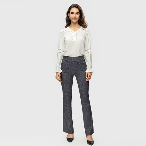 Calza Flare Con Pretina Negro / Blanco Mujer Fashion'S Park-3