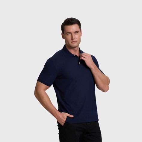 Polera Hombre Pique Básica Azul Marino Lisa Fashion's Park-1