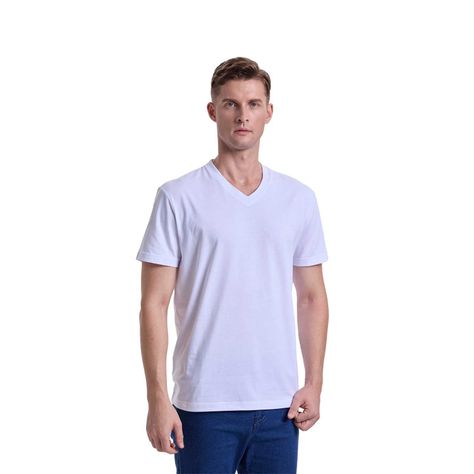 Polera Hombre Cuello V Básica Blanco Fashion's Park-0