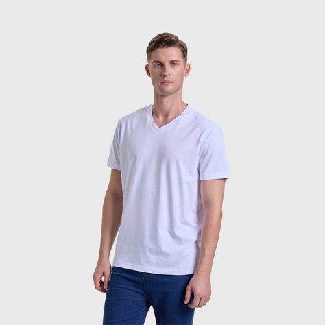Polera Hombre Cuello V Básica Blanco Fashion's Park-1