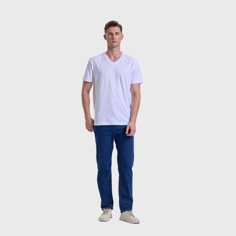 Polera Hombre Cuello V Básica Blanco Fashion's Park-3