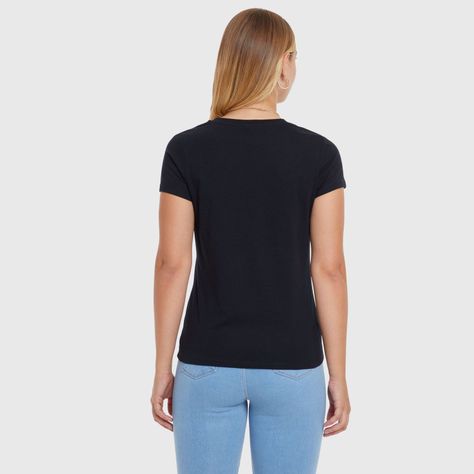 Polera Básica Print Negro / Fucsia Mujer-2
