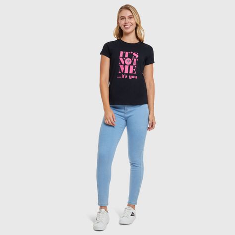 Polera Básica Print Negro / Fucsia Mujer-3