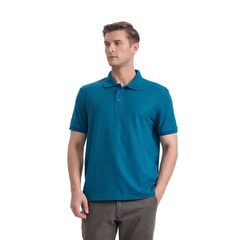 Polera Hombre Pique Lisa Básica Petroleo Fashion's Park-0