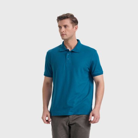 Polera Hombre Pique Lisa Básica Petroleo Fashion's Park-1