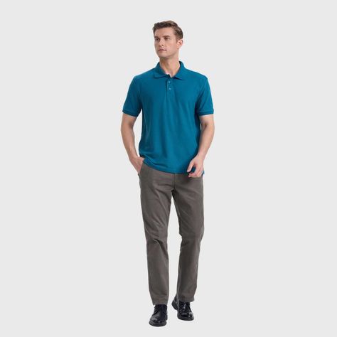 Polera Hombre Pique Lisa Básica Petroleo Fashion's Park-3