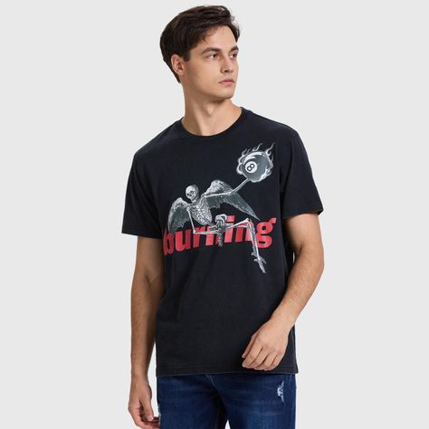 Polera Hombre Acid Wash Print Negro-1