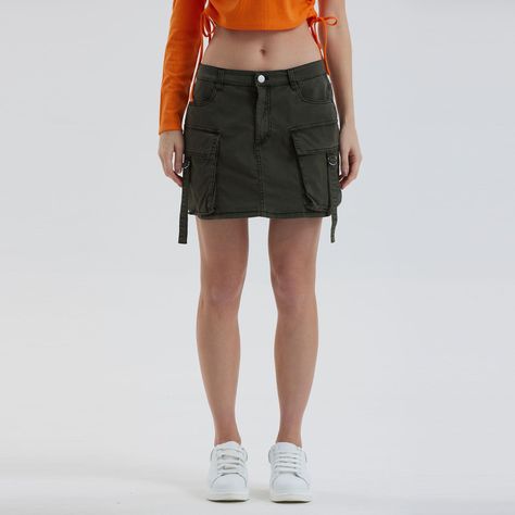 Falda Cargo Negro Mujer-0