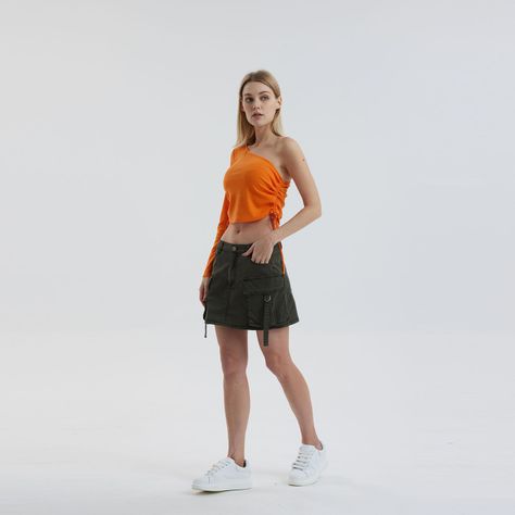 Falda Cargo Negro Mujer-3