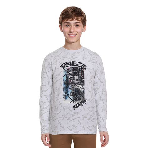 Polera Niño Posicional Print Blanco-0