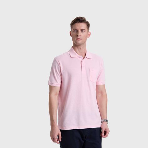 Polera Hombre Pique Básica Lisa Rosado Claro Fashion's Park-1