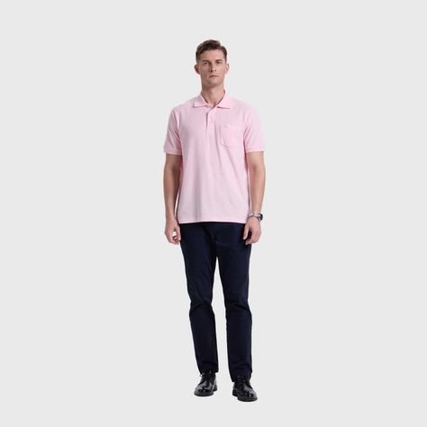 Polera Hombre Pique Básica Lisa Rosado Claro Fashion's Park-3