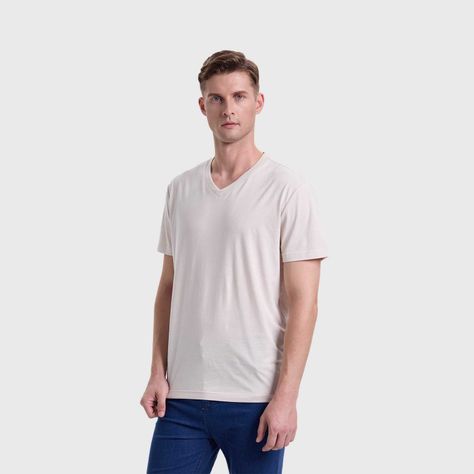 Polera Hombre Cuello V Básica Beige Fashion's Park-1