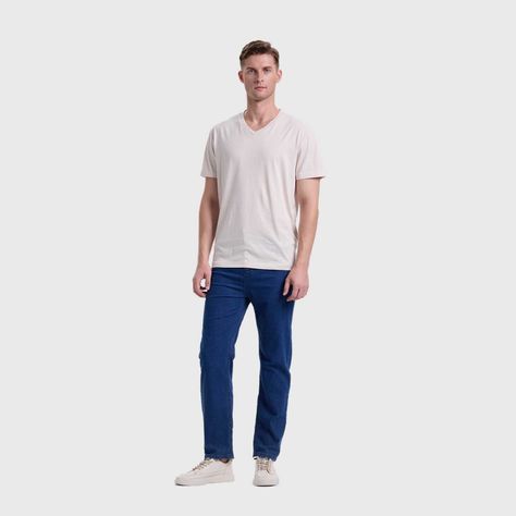 Polera Hombre Cuello V Básica Beige Fashion's Park-3