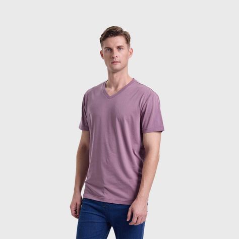 Polera Hombre Cuello V Básica Malva Fashion's Park-1