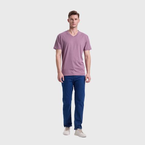 Polera Hombre Cuello V Básica Malva Fashion's Park-3