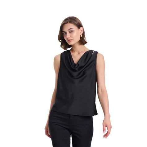 Blusa Mujer Drapeado Satinada Negro Fashion's Park-0