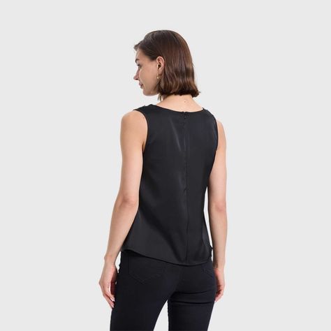 Blusa Mujer Drapeado Satinada Negro Fashion's Park-2