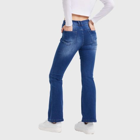 Jeans Mujer Flare Linea Azul Oscuro-2